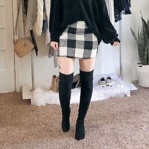 Theory 90s Plaid Buffalo Check Fitted Knit Mini Skirt